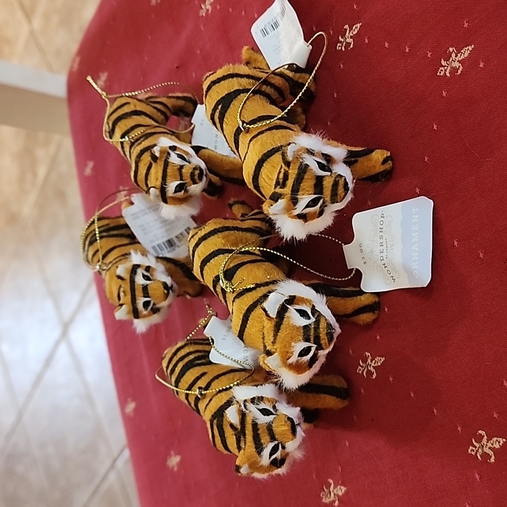 Faux Fur Wondershop Tiger Ornaments (set of 5)